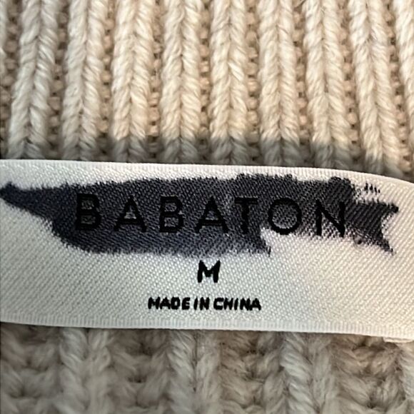 Aritzia Babaton Cream Cable Knit Oversized 100% Merino Wool Roger Sweater Size M - Picture 10 of 12